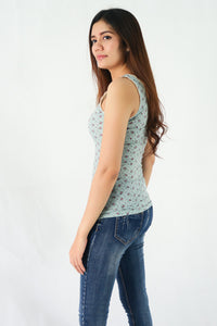 เสื้อกล้ามลายดอกไม้ - Scoop-Neck Tank Top