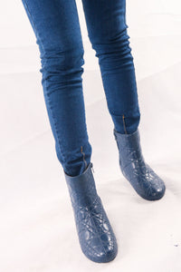 รองเท้าบูทหนังรับเบอร์กันหิมะกันน้ำ - Modern Winter Rubber Waterproof Ankle Boots