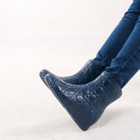 รองเท้าบูทหนังรับเบอร์กันหิมะกันน้ำ - Modern Winter Rubber Waterproof Ankle Boots