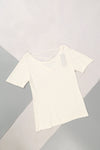 เสื้อยืดแฟชั่นสายไขว้ - Solid Cotton Cut Out T-Shirt Top