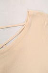 เสื้อยืดแฟชั่นสายไขว้ - Solid Cotton Cut Out T-Shirt Top