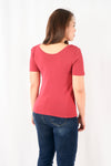 เสื้อยืดแฟชั่นสายไขว้ - Solid Cotton Cut Out T-Shirt Top