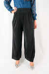 กางเกงขายาวทรงพีทเอวสม็อค  - Wide Leg Crop Long Pants