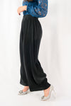 กางเกงขายาวทรงพีทเอวสม็อค  - Wide Leg Crop Long Pants