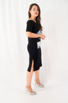 เดรสคอกลมลายริ้ว - Casual Mini Dress