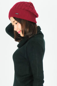 หมวกไหมพรมถักลายเปีย บุขนด้านในสำหรับกันหนาว No.688 - Unisex Cable Knit Fleece Lining Knit Beanie Ski Hat