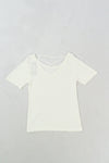 เสื้อยืดแฟชั่นสายไขว้ - Solid Cotton Cut Out T-Shirt Top