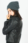 หมวกไหมพรมถักลายเปีย บุขนด้านในสำหรับกันหนาว No.688 - Unisex Cable Knit Fleece Lining Knit Beanie Ski Hat