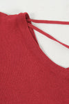 เสื้อยืดแฟชั่นสายไขว้ - Solid Cotton Cut Out T-Shirt Top