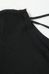 เสื้อยืดแฟชั่นสายไขว้ - Solid Cotton Cut Out T-Shirt Top