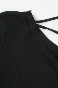 เสื้อยืดแฟชั่นสายไขว้ - Solid Cotton Cut Out T-Shirt Top
