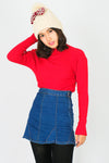 หมวกไหมพรมทรงบีนนี่แต่งปอมโบว์แดง - Winter Black Pom Pom Knit Beanie Hats With Red Bow