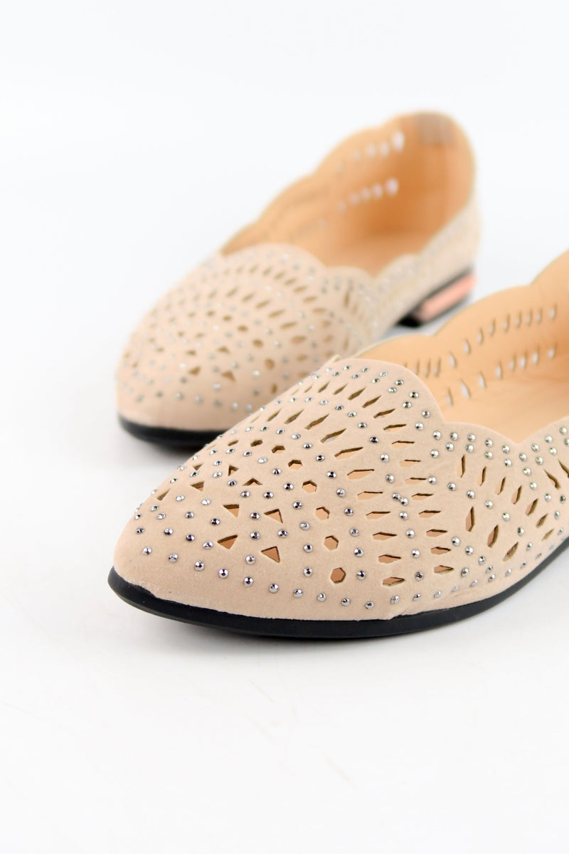 รองเท้าคัชชูส้นแบน แฟชั่น สไตล์ลำลอง - Shimmer Pointy Toe Ballet Flats