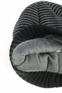 หมวกไหมพรมถักลายขวาง ด้านในบุสำหรับกันหนาว - Unisex Cable Knit Fleece Lining Knit Beanie Ski Hat