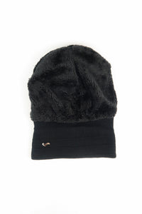หมวกไหมพรมถัก พับขอบ สำหรับกันหนาว - Unisex Cable Knit Fleece Lining Knit Beanie Ski Hat