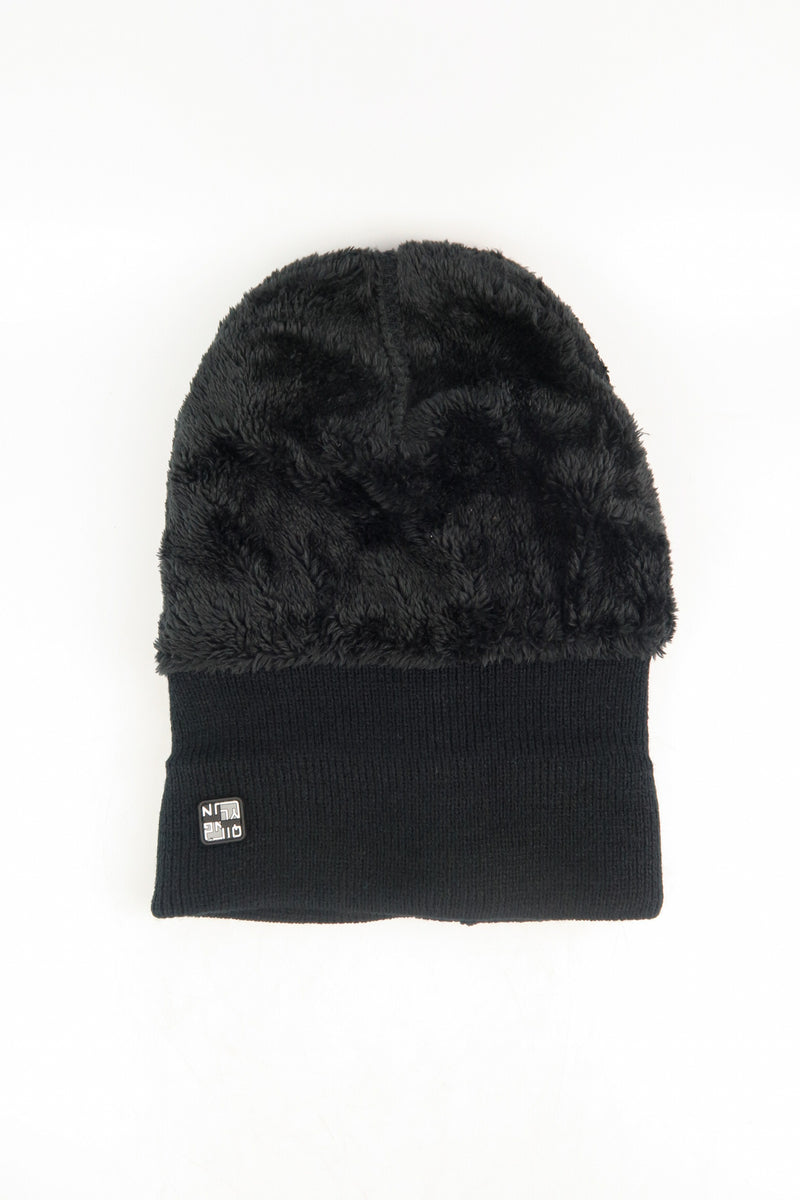 หมวกไหมพรมถัก พับขอบ สำหรับกันหนาว No.91-190 - Unisex Cable Knit Fleece Lining Knit Beanie Ski Hat