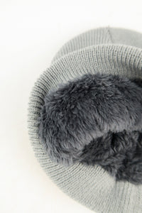 หมวกไหมพรมถัก พับขอบ สำหรับกันหนาว No.91-190 - Unisex Cable Knit Fleece Lining Knit Beanie Ski Hat