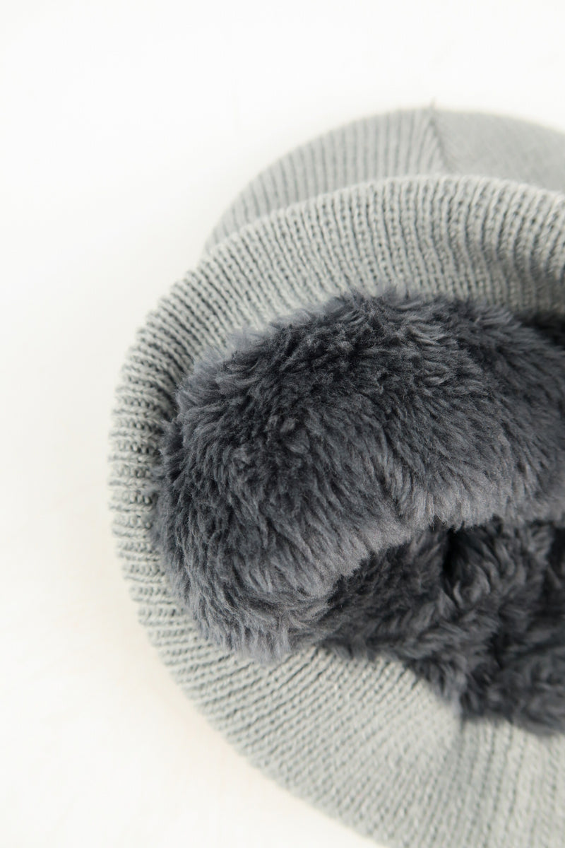 หมวกไหมพรมถัก พับขอบ สำหรับกันหนาว No.91-190 - Unisex Cable Knit Fleece Lining Knit Beanie Ski Hat
