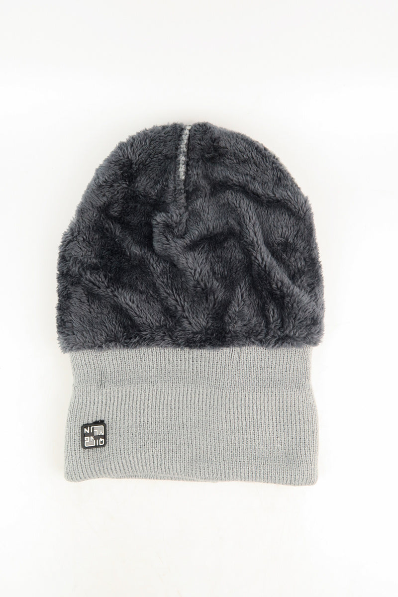 หมวกไหมพรมถัก พับขอบ สำหรับกันหนาว No.91-190 - Unisex Cable Knit Fleece Lining Knit Beanie Ski Hat