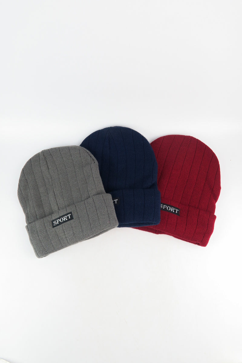 หมวกไหมพรมถัก พับขอบ สำหรับกันหนาว - Unisex Cable Knit Fleece Lining Knit Beanie Ski Hat