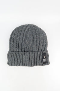 หมวกไหมพรมถักลาย พับขอบ สำหรับกันหนาว - Unisex Cable Knit Fleece Lining Knit Beanie Ski Hat