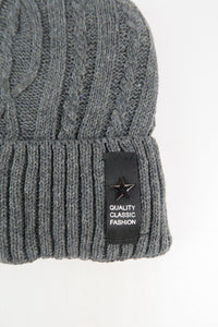 หมวกไหมพรมถักลาย พับขอบ สำหรับกันหนาว - Unisex Cable Knit Fleece Lining Knit Beanie Ski Hat
