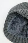 หมวกไหมพรมถักลาย พับขอบ สำหรับกันหนาว - Unisex Cable Knit Fleece Lining Knit Beanie Ski Hat