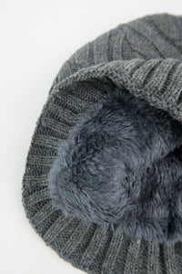 หมวกไหมพรมถักลาย พับขอบ สำหรับกันหนาว - Unisex Cable Knit Fleece Lining Knit Beanie Ski Hat