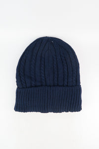 หมวกไหมพรมถักลาย พับขอบ สำหรับกันหนาว - Unisex Cable Knit Fleece Lining Knit Beanie Ski Hat