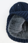 หมวกไหมพรมถักลาย พับขอบ สำหรับกันหนาว - Unisex Cable Knit Fleece Lining Knit Beanie Ski Hat