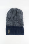 หมวกไหมพรมถักลาย พับขอบ สำหรับกันหนาว - Unisex Cable Knit Fleece Lining Knit Beanie Ski Hat