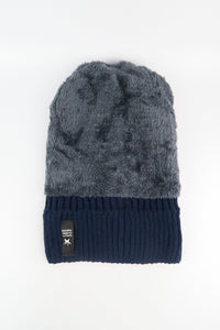 หมวกไหมพรมถักลาย พับขอบ สำหรับกันหนาว - Unisex Cable Knit Fleece Lining Knit Beanie Ski Hat