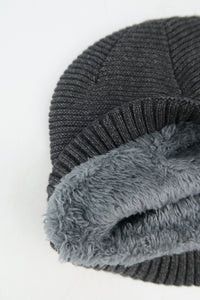 หมวกไหมพรมถักลาย สำหรับกันหนาว - Unisex Cable Knit Fleece Lining Knit Beanie Ski Hat