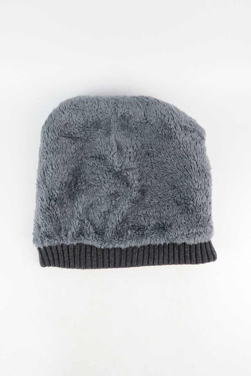 หมวกไหมพรมถักลาย สำหรับกันหนาว - Unisex Cable Knit Fleece Lining Knit Beanie Ski Hat