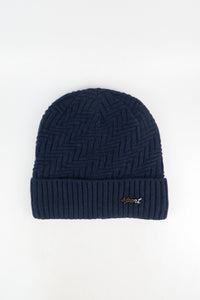 หมวกไหมพรมถักลาย พับขอบ สำหรับกันหนาว - Unisex Cable Knit Fleece Lining Knit Beanie Ski Hat