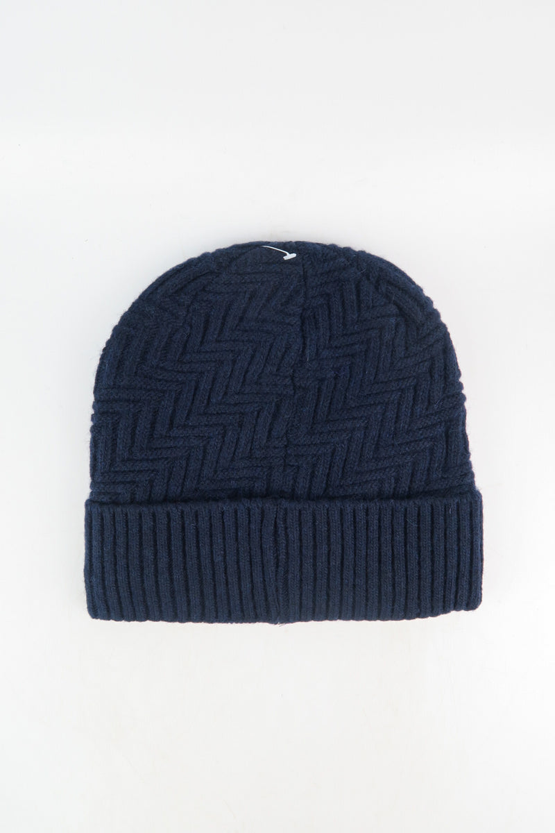หมวกไหมพรมถักลาย พับขอบ สำหรับกันหนาว - Unisex Cable Knit Fleece Lining Knit Beanie Ski Hat