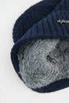 หมวกไหมพรมถักลาย พับขอบ สำหรับกันหนาว - Unisex Cable Knit Fleece Lining Knit Beanie Ski Hat