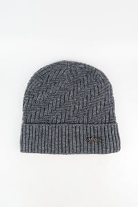 หมวกไหมพรมถักลาย พับขอบ สำหรับกันหนาว - Unisex Cable Knit Fleece Lining Knit Beanie Ski Hat
