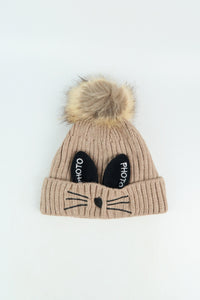 หมวกไหมพรม หมวกถักกันหนาว ทรงบินนี่ แบบบุขนด้านใน สำหรับเด็ก 1-5 ขวบ - Winter Animal Kids Warm Cat Ears Beanie Knitted Fleece Lined Hat (1-5 Years)