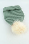 หมวกไหมพรมทรงยาวแต่งปอม -  Bean wool hat he's here Sunday