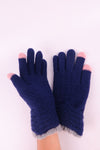 ถุงมือไหมพรมแต่งระบายที่ข้อมือ - Knitted Gloves