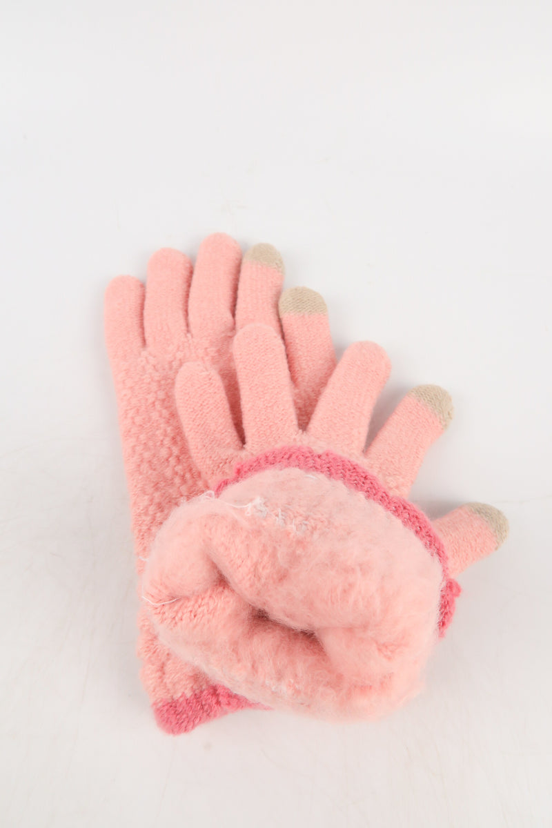 ถุงมือไหมพรมแต่งระบายที่ข้อมือ - Knitted Gloves