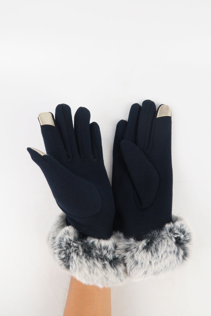 ถุงมือผ้าวูลกันหนาวทัชสกรีนแต่งขนฟู - Screen Touch Warmer Wool Blend Gloves With Fur