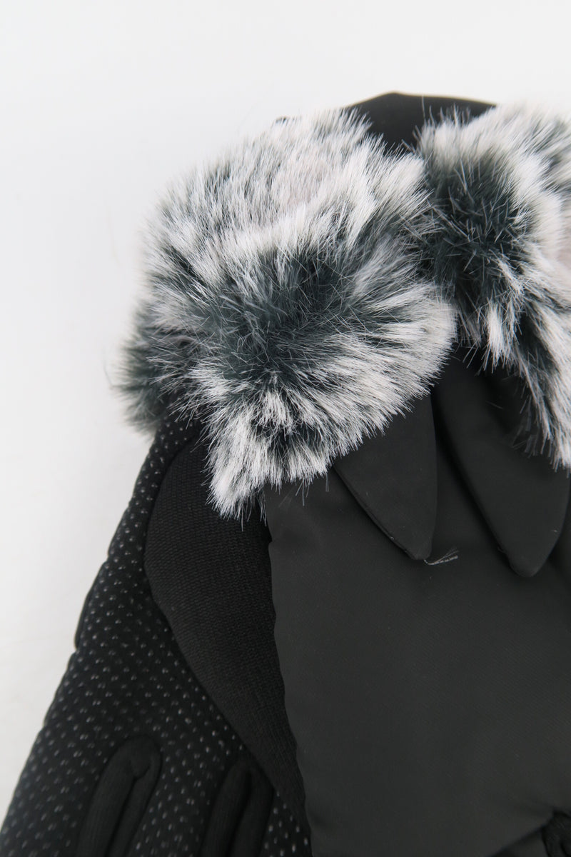 ถุงมือผ้าวูลกันหนาวทัชสกรีนแต่งขนฟู - Screen Touch Warmer Wool Blend Gloves With Fur