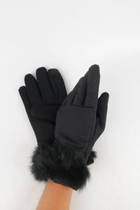 ถุงมือบุกันหนาวแต่งขน กันหิมะ บุขนด้านใน  - Bowi Wool Lining Thermal Snow WindBreaker Gloves