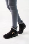 รองเท้าบูทหนังกำมะหยี่กันหนาวบุขน No.575 - Winter Faux Suede Button Warm Fur Lined Ankle Boots