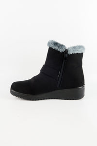 รองเท้าบูทหนังกำมะหยี่กันหนาวบุขน No.575 - Winter Faux Suede Button Warm Fur Lined Ankle Boots