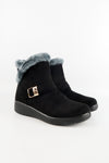 รองเท้าบูทหนังกำมะหยี่กันหนาวบุขน No.575 - Winter Faux Suede Button Warm Fur Lined Ankle Boots