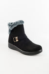 รองเท้าบูทหนังกำมะหยี่กันหนาวบุขน No.575 - Winter Faux Suede Button Warm Fur Lined Ankle Boots