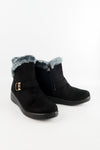 รองเท้าบูทหนังกำมะหยี่กันหนาวบุขน No.575 - Winter Faux Suede Button Warm Fur Lined Ankle Boots